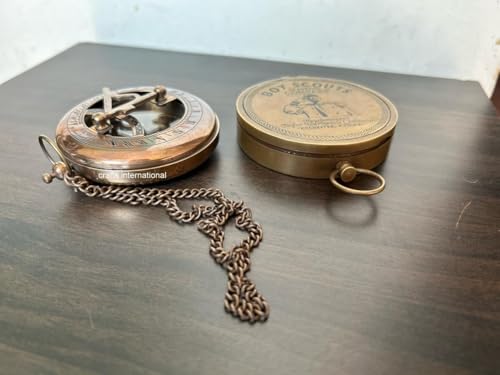Brújula de bolsillo estilo antiguo artesanal en latón, herramienta de navegación para camping y senderismo, set de 2 miniatura 5