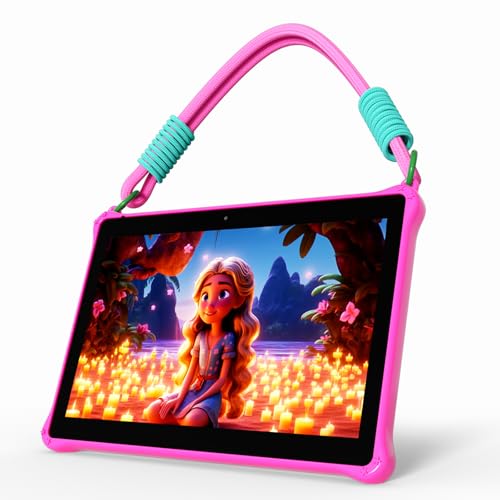 PRITOM 10 inch Kids Tablet Android 13 Tablets with Lanyard 64GB,...