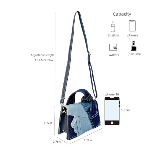 Eiyye Denim Patchwork Bag Jean Purse Shoulder Purse Denim Crossbody Bags for Women2