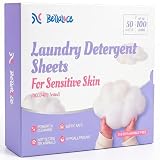 BellaLuce Sensitive Skin Laundry Detergent Sheets, 100 Loads (50 Count) - Hypoallergenic & Fragrance Free Washing Strips, Gentle for Baby, Travel & Dorm Essentials