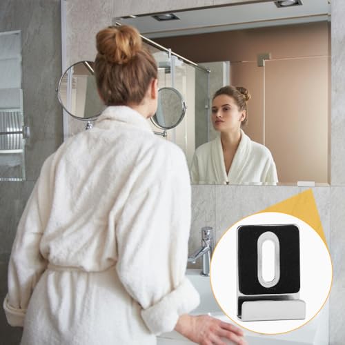 Image of 8PCS Mirror Hanging Kit, Metal Mirror Mounting Hardware, Mirror Clips with Screws Rubber Pads Mirror Hooks Heavy Mirror Hanging Kit, for Wall Mounting Frameless Mirror Billboard