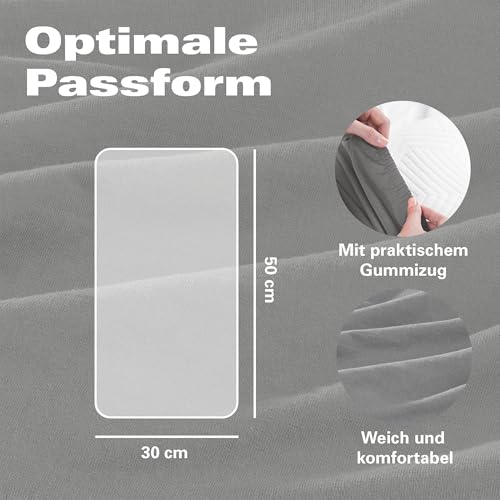 BaSaTex Bio Kissenbezüge Spannbezüge 2er Pack für Nackenkissen und Gesundheitskissen | 97% GOTS-Zertifizierte Baumwolle + 3% Elasthan | 30x50 cm - Farbe: Anthrazit