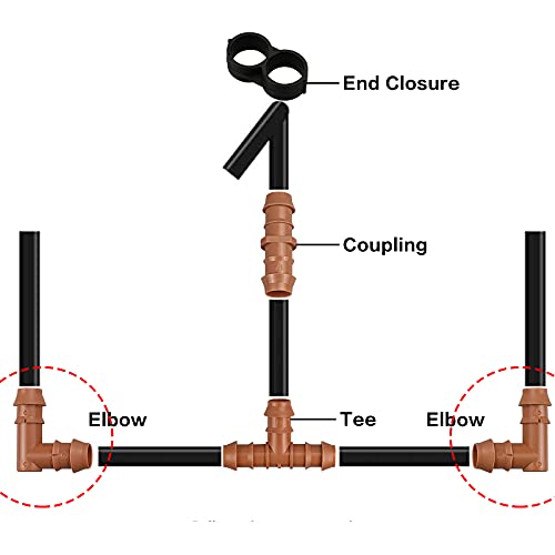 Joypro 20 Pieces Drip Irrigation Barbed Elbows Fittings For 1/2” Tubing (0.600”Id) - Drip Elbows (17Mm) Irrigation Tubing Connectors For Drip Sprinkler Garden Lawn Systems #TOP4