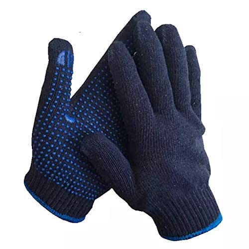 ZUBSHA [12 Pairs Work Gloves - Dotted Safety Working Gloves, Firm Grip, Slip Resistant, Heavy Duty Cotton Knit for Men Women, Utility, Construction, Gardening-(color-blue & grey) 12 pairs (B0BWVB8C8P) Amazon Price History, Amazon Price Tracker
