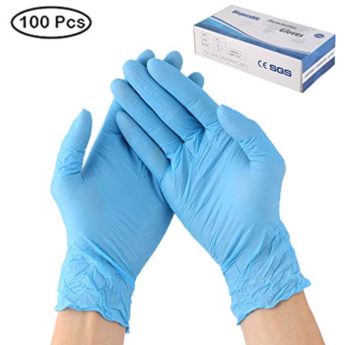Greens Guantes Desechables de látex de nitrilo sin Polvo Guantes de Trabajo para Cocina,nitrilo, Azul (M)