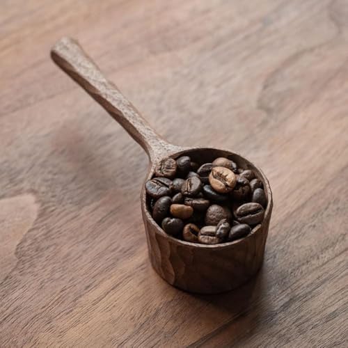 SLLS コーヒースプーン 北米黒胡桃木製 手作り 計量スプーン 10g容量 天然木 無垢材 食品級安全 長柄 軽量 おしゃれ 北欧風 コーヒー豆 お茶の葉 スパイス計量用 職人仕上げ キッチン雑貨