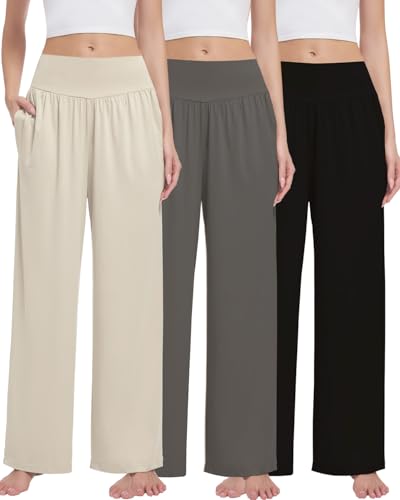 3PACK-Womens-Casual-Loose-Wide-Leg-Cozy-Pants-Yoga-High-Waisted-Sweatpants-Comfy-Lounge-Pants-with-Pants-with-Pockets