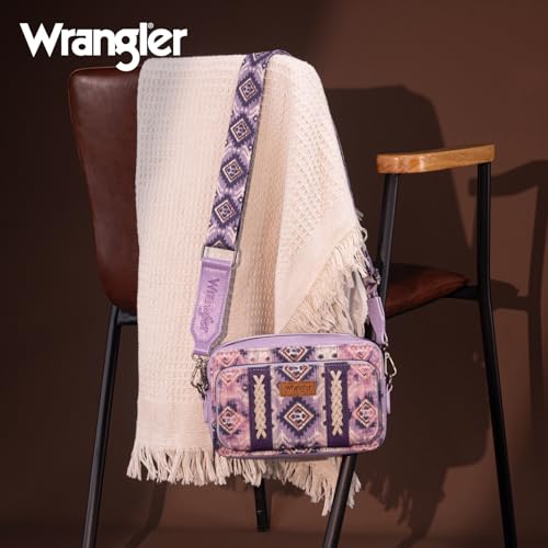 Image of Wrangler Aztec Crossbody Bag for Women Multi Pocket Shoulder Bag Boho Cross Body Wallet Purse