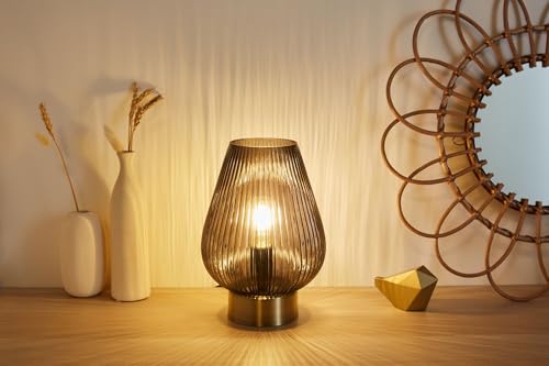 Pauleen 48158 Crystal Gloom Tischleuchte Anthrazit Tischlampe Kristall-Look max40W E 27 Rauchglas/Messing 230V Glas, Smoke Glass – Bild 3
