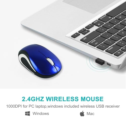 Wireless Mouse Cute Mini Computer Mouse Small Size Pocket Portable Compact Travel USB Optical Mice 3 Buttons 1000 DPI Cordless Mouse for Laptop PC Computer Notebook MacBook Kids Girl Gift (Blue) - Image 2