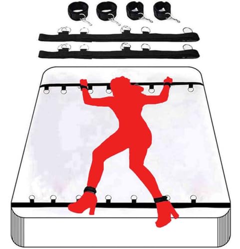 Restraints King Size Bed Restraints Belts for Wrists and Ankles Bondaged Bed Tie Dows for Bedroom Under Mattress Queen Sex Resistance Bands with Ankle Strap Men Couple Toys Kit for Bed Room Sweater