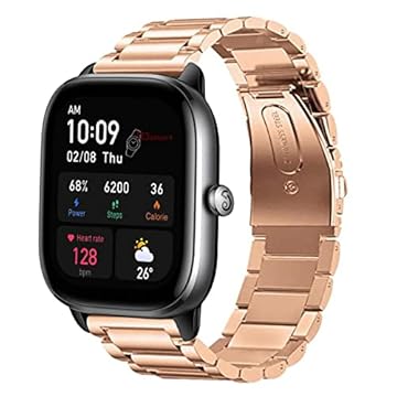Pulseira de Aço Inoxidável marca 123smart compativel com GTS4 A2168 / GTS 4 Mini A2176 / GTS 1 A1914 / GTS 2 A1969 / GTS 2 Mini A2018 / GTS 3 A2035 - Gold Rose