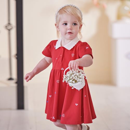 DAVE&BELLA Toddler Girl Polo Dress Short Sleeve Cotton Playwear Dress High Waist Pleated Athletic Tennis Golf Sundress2