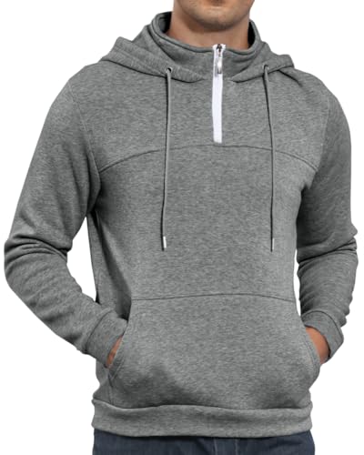 LAOARA Herren Casual Hoodie Kragen Langarm Kapuzenpullover Sweatshirts mit Kordelzug