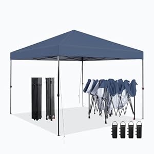 Fab based 10×10 pop up canopy tent instant shade canopy tent adjustable height with wheeled carry bag for outdoor events parties and picnicsblue  urban country home decor