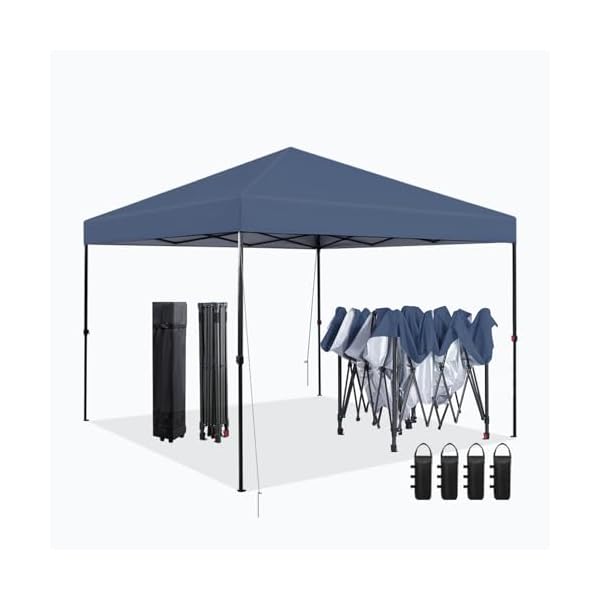 Fab based 10×10 pop up canopy tent instant shade canopy tent adjustable height with wheeled carry bag for outdoor events parties and picnicsblue  urban country home decor