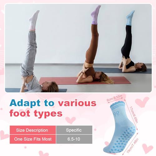 Image of Jspupifip Cute Pilates Socks for Women | Non Slip Yoga Socks with Grips for Barre Workout Athletic Hospital