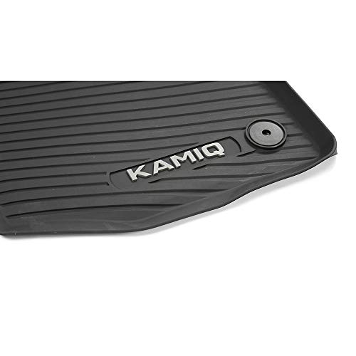 Skoda 658061502 Allwetterfußmatten 2X Gummimatten vorn Gummi Fußmatten schwarz, mit Kamiq Schriftzug