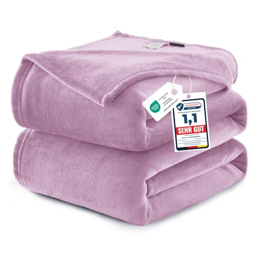 WAVVE Fleece Blanket Large Purple Throw 220x240cm - Fluffy Soft Warm Versatile Large Throw XXL Blanket for Bed/Sofa/Couch