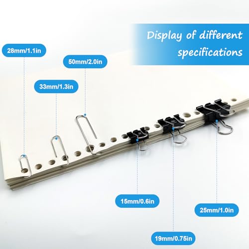 Lot de 340 trombones assortis et pinces double clip dans leur boîte de rangement à compartiments