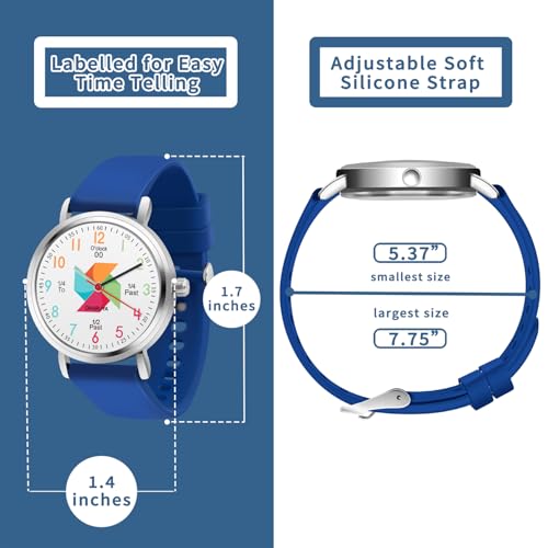 Kids Watch Analog Waterproof, Pinwheel Learning Watch for Kids 8-12, Teacher Watches for Boys Ages 5-7 6-8, Easy to Read Educational Girls Watches4