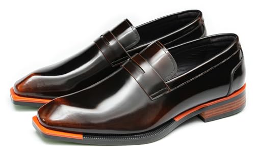 Santimon Men's Dress Loafers Slip-On Shoes - Patent Leather Pointed Toe Formal Business Casual Shoes for Wedding, Prom, Tuxedo - Comfortable Mocassins
