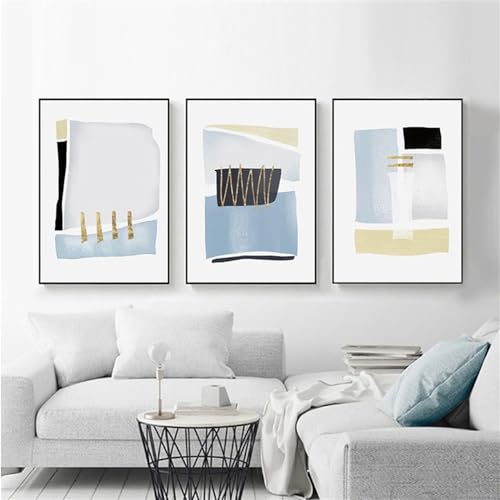 Pintura abstracta sobre lienzo estilo nórdico geométrico de gran formato para diseño interior 3