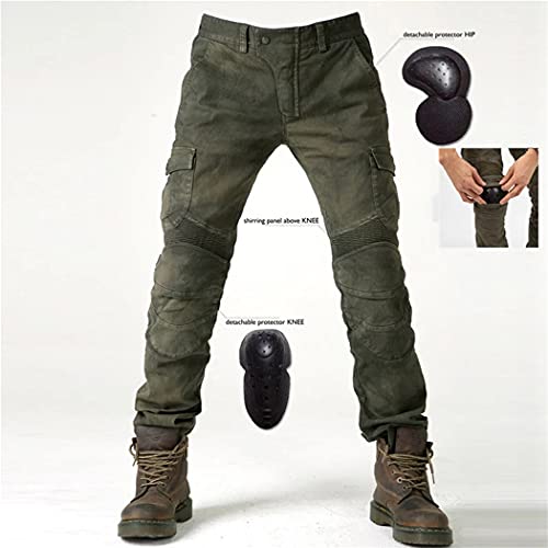 Pantalon de moto pour homme idéal pour vos road trips toutes saisons en couleur vert armée M