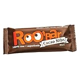 Glutenfrei ROO\'BAR Kakao Nibs & Mandeln - 16 Stück (16x 50g) - Rohkost-Riegel mit Superfoods (bio, vegan, glutenfrei, roh)