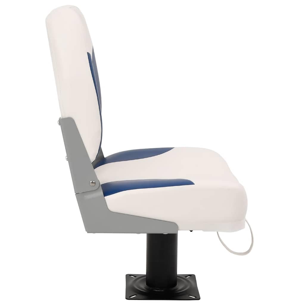 vidaXL Asiento Plegable para Barco 1 Juego Azul y Blanco 41x36x48 cm, Silla de Barco, Asiento de Barco de capitán, Silla de Barco Plegable