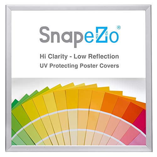 Snapezo Poster Frame 36X36, Silver, 1.25 Inch Aluminum Profile, Front-Loading Snap Frame, Wall Mounting, Professional Series #TOP1
