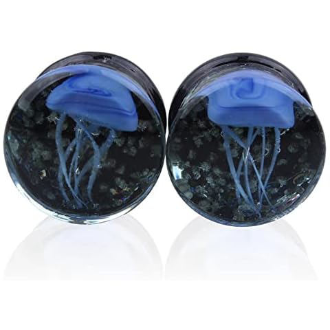 IMINI Glow in Dark Glass Jellyfish Ear Plugs Cover