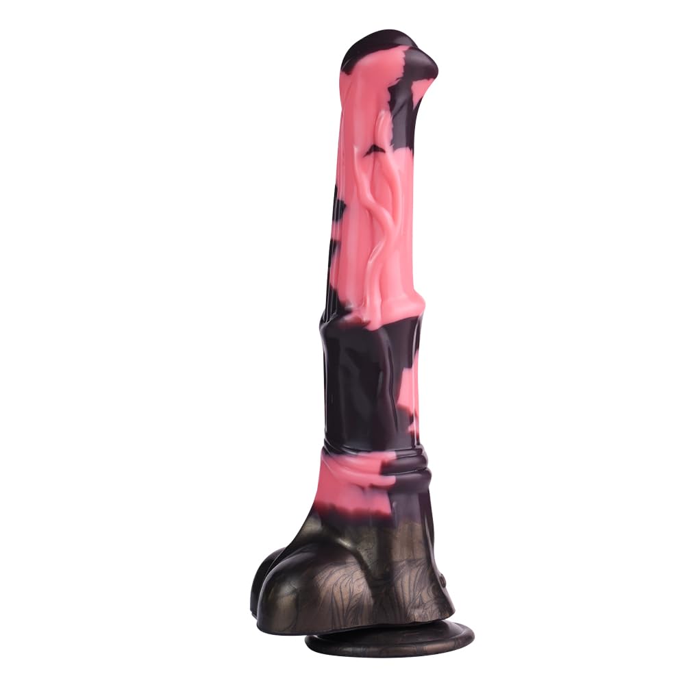 12 Inch Silicone Made Huge Soft Colorful Horse Dildo Anal Toy Pink Animal Style Ribbed Flexible Hands-Free (Normal)