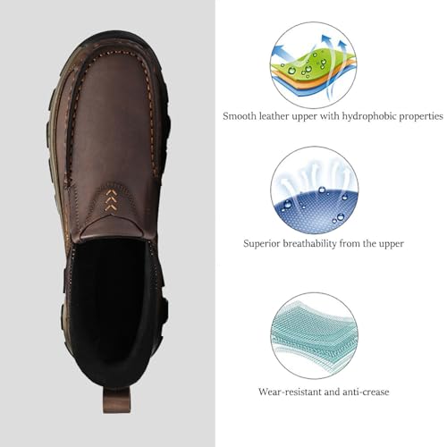 Mens Casual Shoes Slip On Leather Loafers Handmade Daily Walking Comfortable for Work Office Outdoor Non-Slip Shoes4