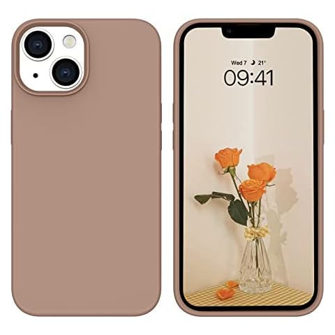 DUEDUE iPhone 14 Silicone Case, iPhone 14 Soft Case, Ultra Slim Fit Liquid Silicone Gel Cover with Full Body Protection Anti-Scratch Shockproof Silicone Case for iPhone 14 6.1", Brown Cover