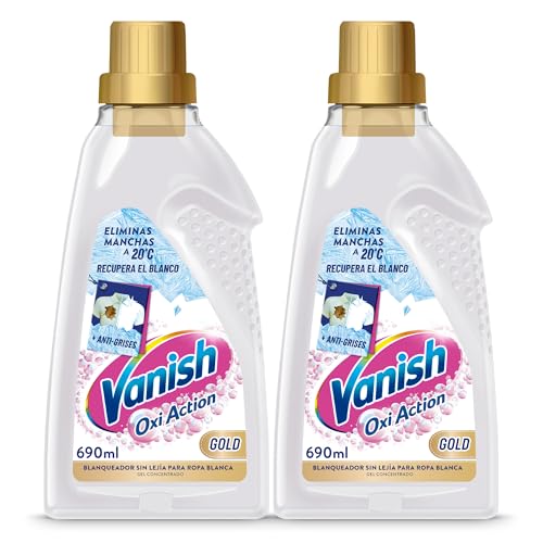 Vanish Multipoder - Quitamanchas multibeneficio, blanqueador y potenciador del lavado, para ropa blanca, en gel, sin lejía - 2 x 690 ml (1380 ml)
