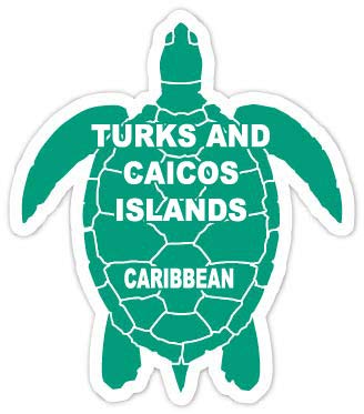 Turks and Caicos Islands Caribbean 4 Inch Green Turtle Shape Decal Sticke