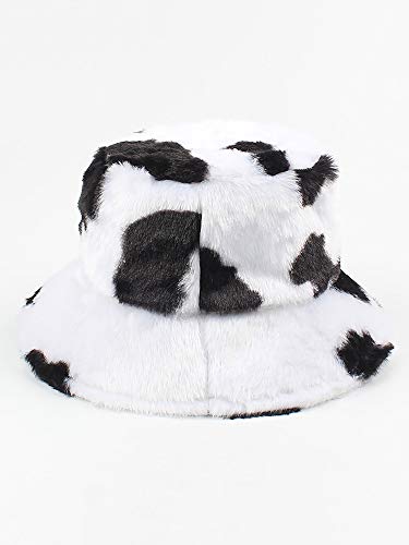 pedkit Chapéu balde feminino de inverno com estampa de vaca ajustável de pelúcia quente boné de pesc