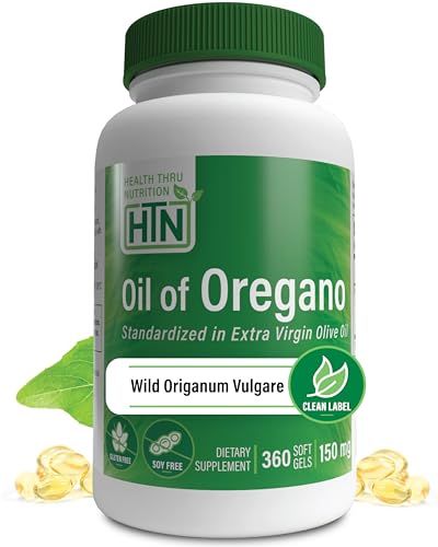 Image of Health Thru Nutrition Oil of Oregano Supplement | Wild Harvested European Origanum Vulgare | Immune, Digestive, & Antioxidant Support | 360 Mini Softgels | Non-GMO, Gluten Free