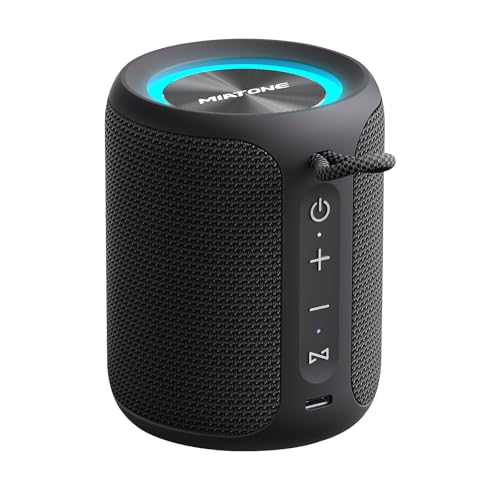 MIATONE Rush M - 20W Bluetooth Speaker IP67 Waterproof Speaker with Deep Bass, Portable Speakers for Beach Camping Accessories, Gifts for Men Fathers Him (Black)