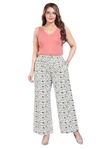 Image of BENKILS Traditional 100% Cotton Print Palazzo Pants for Women - Available Size - M, L, XL, 2XL, 3XL,4XL