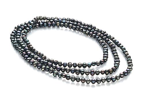 Betty Black 6-7mm A Quality Freshwater Cultured Pearl Necklace for Women-51 in Rope Length2