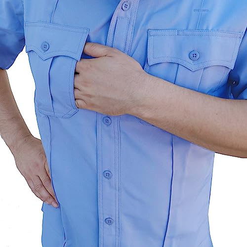 Image of First Class 100% Polyester Short & Long Sleeve Zippered Uniform Shirt 4 Pocket Hidden, Law Enforcement BDU Zipper Closure.