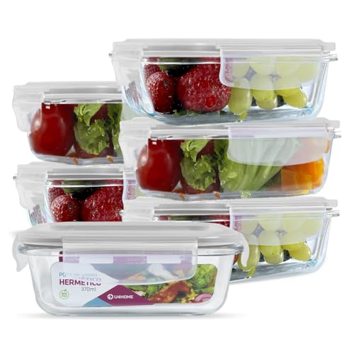 Conjunto 6 Potes Vidro Hermético Marmita Mantimentos 370ml (Branc...