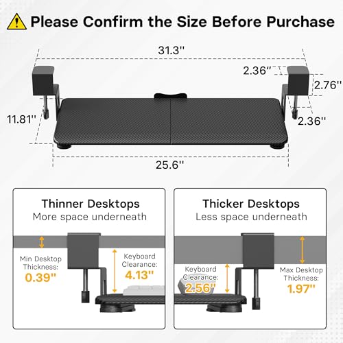 Image of BONTEC Under Desk Keyboard Tray, Pull-Out Keyboard & Mouse Platform