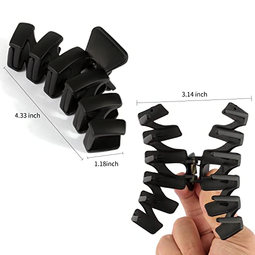 Supoo Black Hair Clips 4.33 Inch Hair Claw Clips Large Hair Clips For Women Thick Hair Matte Strong Hold Big Claw Clips 4Pcs Jumbo Wavy Jaw Clips Hair Clamp Hair Accessories For Thin Hair #TOP4