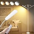 marctronic White Floor Lamp, 18W 1800LM Bright LED Floor Lamps for Living Room Bedroom, Dimmable Timing Eye Caring Reading Standing Lamp with Remote & Works with Smart Plug