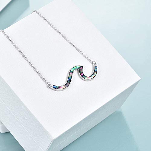 YFN Wave Necklace Sterling Silver Ocean Wave Abalone Shell Choker Necklace Ocean Jewelry for Women Gifts2