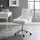 Modway Regent Tufted Button Faux Leather Swivel Office Chair with Nailhead Trim in White