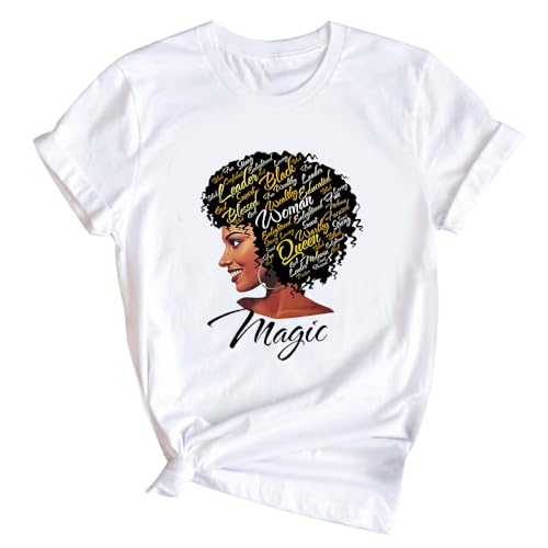 Image of Black History Shirts Black Graphic tees for Men and Women, Magic Fashion Afro American Natural Hair Vintage Melanin T-Shirts